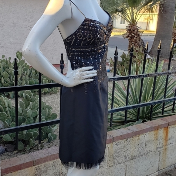 Mikael Aghal Black Metallic Sequin Dress - Picture 4 of 4